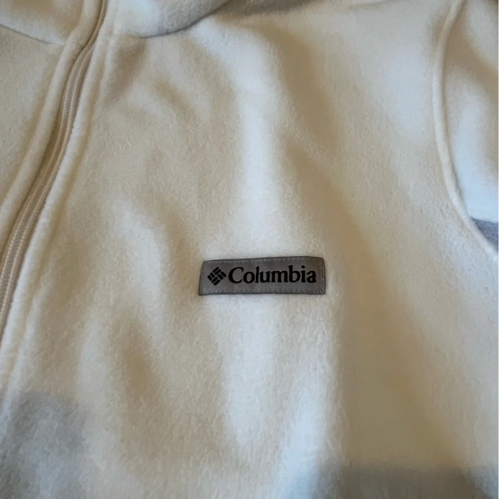 Columbia Full Zip Fleece Jacket, Cream/Gray, Size XXL - Picture 6 of 8